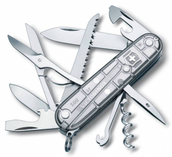 Нож перочинный Victorinox Huntsman (1.3713.T7) 91мм 15функц. серебристый полупрозрачный карт.коробка - купить недорого с доставкой в интернет-магазине