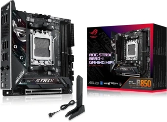 Материнская плата Asus ROG STRIX B850-I GAMING WIFI Socket AM5 AMD B850 2xDDR5 mini-ITX AC`97 8ch(7.1) 2.5Gg RAID+HDMI - купить недорого с доставкой в интернет-магазине