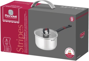 Ковш Rondell Stripes RDS-1635 2л. d=18см (с крышкой) стальной - цена, купить или заказать с доставкой в интернет-магазине Ковш Rondell Stripes RDS-1635 2л. d=18см (с крышкой) стальной - купить недорого с доставкой в интернет-магазине