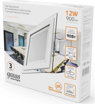 Светильник Gauss 948111112 3000K цв.св.:белый теплый белый - купить недорого с доставкой в интернет-магазине