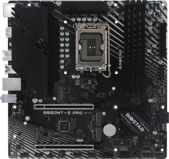 Материнская плата Biostar B860MT-E PRO Soc-1851 Intel B860 4xDDR5 mATX AC`97 8ch(7.1) 2.5Gg RAID+HDMI+DP - купить недорого с доставкой в интернет-магазине