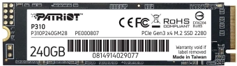 Накопитель SSD Patriot PCIe 3.0 x4 240GB P310P240GM28 P310 M.2 2280 - купить недорого с доставкой в интернет-магазине