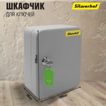 Шкафчик для ключей Silwerhof на 20ключ. 200x160x80мм комппл.20 брелков серый металл - купить недорого с доставкой в интернет-магазине