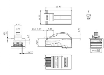 Коннектор Hyperline (PLEZ-8P8C-UA-C5-100) кат.5E RJ45 прозрачный (упак.:100шт) - купить недорого с доставкой в интернет-магазине