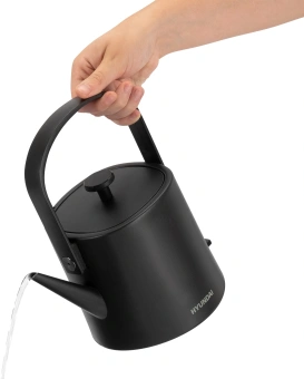 Чайник электрический Hyundai HYK-S2042 0.6л. 1000Вт черный корпус: металл - купить недорого с доставкой в интернет-магазине