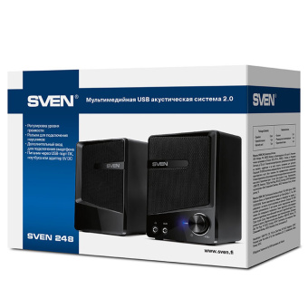 Колонки Sven 248 2.0 черный 6Вт - купить недорого с доставкой в интернет-магазине
