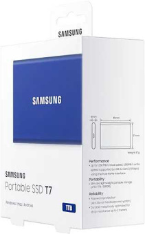 Накопитель SSD Samsung USB-C 1TB MU-PC1T0H/WW T7 1.8" синий - купить недорого с доставкой в интернет-магазине