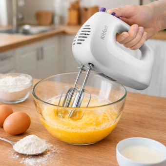 Миксер ручной Kitfort КТ-3071-1 250Вт белый/фиолетовый - купить недорого с доставкой в интернет-магазине