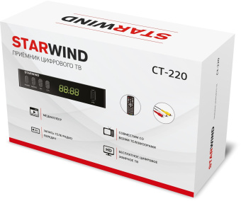 Ресивер DVB-T2 Starwind CT-220 черный - купить недорого с доставкой в интернет-магазине