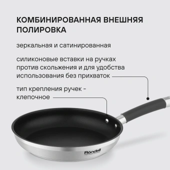 Сковорода Rondell Prime RDS-1678 круглая 28см покрытие: Eclipse ручка несъемная (без крышки) стальной - купить недорого с доставкой в интернет-магазине