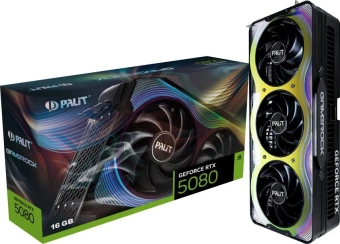 Видеокарта Palit PCI-E PA-RTX5080 GAMEROCK NVIDIA GeForce RTX 5080 16Gb 256bit GDDR7 2295/30000 HDMIx1 DPx3 HDCP Ret - купить недорого с доставкой в интернет-магазине