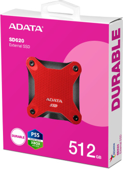Накопитель SSD A-Data USB 3.1 512GB SD620-512GCRD SD620 2.5" красный - купить недорого с доставкой в интернет-магазине
