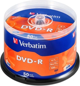 Диск DVD-R Verbatim 4.7Gb 16x Cake Box (50шт) (43548) - купить недорого с доставкой в интернет-магазине