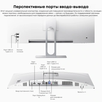 Моноблок Chuwi Unitech 24 23.8" Full HD Ryzen 5 6600H (3.3) 16Gb SSD512Gb 660M Windows 11 Pro GbitEth WiFi BT 48W клавиатура мышь Cam белый 1920x1080 - купить недорого с доставкой в интернет-магазине