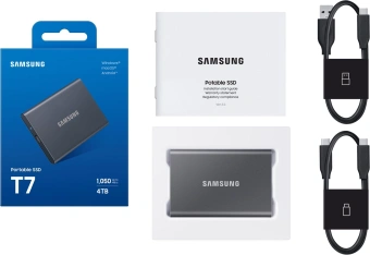 Накопитель SSD Samsung USB3.2 Gen2 4TB MU-PC4T0T/WW T7 1.8" черный - купить недорого с доставкой в интернет-магазине