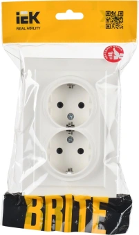 Розетка силов. IEK Brite РС12-3-БрБ BR-R21-16-K01-F 2розет. двойн. скрыт. зазем. IP20 белый (упак.:1шт) - купить недорого с доставкой в интернет-магазине