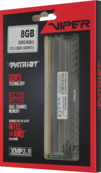 Память DDR3 8GB 1600MHz Patriot PV38G160C0 Viper 3 RTL Gaming PC3-12800 CL10 DIMM 240-pin 1.5В с радиатором Ret - купить недорого с доставкой в интернет-магазине
