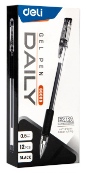 Ручка гелев. Deli Daily E6600SBlack прозрачный d=0.5мм черн. черн. резин. манжета - купить недорого с доставкой в интернет-магазине