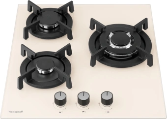 Газовая варочная поверхность Weissgauff HGG 451 BERV бежевый - купить недорого с доставкой в интернет-магазине
