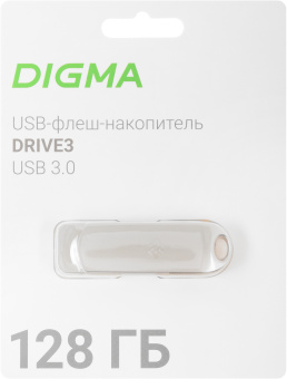 Флеш Диск Digma 128GB DRIVE3 DGFUM128A30SR USB3.0 серебристый - купить недорого с доставкой в интернет-магазине