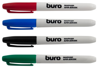 Набор маркеров для досок Buro пулевидный пиш. наконечник 2.5мм 4цв. пакет с европодвесом - купить недорого с доставкой в интернет-магазине