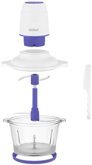 Измельчитель электрический Kitfort КТ-3050-1 1.5л. 400Вт белый/фиолетовый - купить недорого с доставкой в интернет-магазине