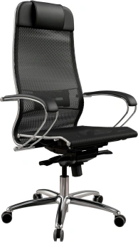 Кресло Метта Samurai S-1 черный сиденье черный сетка с подголов. крестов. металл хром - купить недорого с доставкой в интернет-магазине