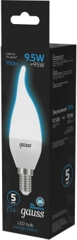 Лампа светодиодная Gauss 104101310 9.5Вт цок.:E14 - купить недорого с доставкой в интернет-магазине