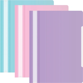 Папка-скоросшиватель Бюрократ Pastel -PSLPAST-MP A4 прозрач.верх.лист пластик ассорти 0.14/0.18 (упак.:3шт) - купить недорого с доставкой в интернет-магазине