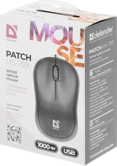 Мышь Defender Patch MS-759 черный оптическая 1000dpi USB для ноутбука 2but (52759) - купить недорого с доставкой в интернет-магазине
