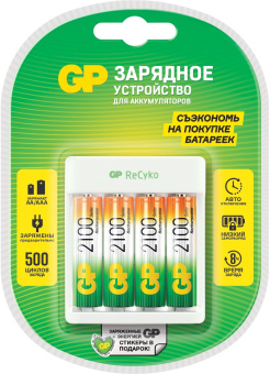 Зарядное устройство GP Rechargeable GP E411/210AAHCCS-2CR1 AA/AAA NiMH 2100mAh (4шт) блистер - купить недорого с доставкой в интернет-магазине