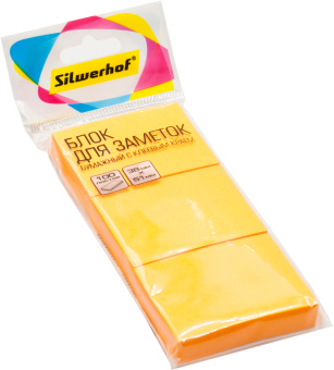 Блок самоклеящийся бумажный Silwerhof 38x51мм 100лист. 75г/м2 неон оранжевый европодвес (упак.:3шт) - купить недорого с доставкой в интернет-магазине
