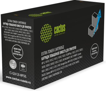 Картридж лазерный Cactus CS-Q2612X-MPSXL Q2612A/Canon FX10/703 черный (8000стр.) для HP LJ 1010/1012/1015/1018/1020/1020Plus/1022/3015/3020/3030/3050/3050Z/3052/3055/M1005MFP/M1319MFP; Canon FAX-L100/L140/L120/L160, imageClass MF4150/4350d/4370dn/D4 - купить недорого с доставкой в интернет-магазине