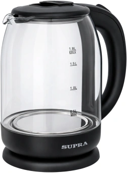 Чайник электрический Supra KES-1859G 1.8л. 1800Вт черный корпус: стекло/пластик - купить недорого с доставкой в интернет-магазине