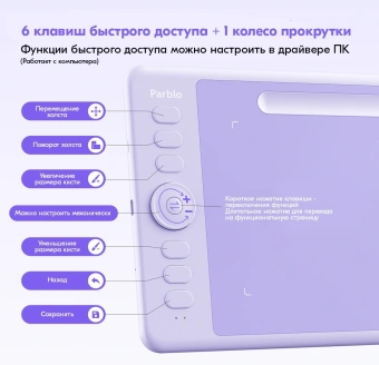 Графический планшет Parblo Intangbo SW USB Type-C фиолетовый - купить недорого с доставкой в интернет-магазине