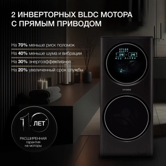 Стиральная машина Hyundai Proxima WMD9424 класс: A+++ загр.фронтальная макс.:15кг (с сушкой) темно-серебристый - купить недорого с доставкой в интернет-магазине
