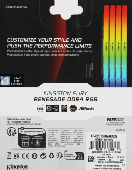 Память DDR4 4x8GB 3200MHz Kingston KF432C16RB2AK4/32 Fury Renegade RGB RTL Gaming PC4-25600 CL16 DIMM 288-pin 1.35В dual rank с радиатором Ret - купить недорого с доставкой в интернет-магазине