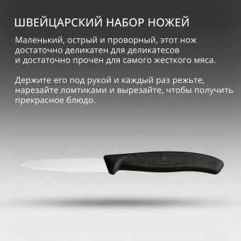 Набор ножей кухон. Victorinox Swiss Classic Paring 6.7633.6 для овощей компл.:6предм. черный карт.коробка - купить недорого с доставкой в интернет-магазине