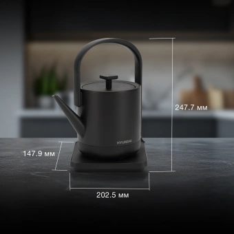 Чайник электрический Hyundai HYK-S2507 0.6л. 1000Вт черный корпус: металл - купить недорого с доставкой в интернет-магазине