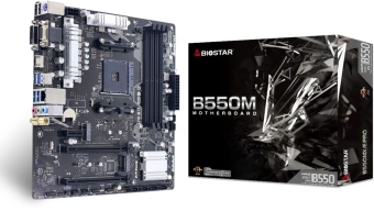 Материнская плата Biostar B550MX/E PRO Soc-AM4 AMD B550 4xDDR4 mATX AC`97 8ch(7.1) GbLAN RAID+VGA+DVI+HDMI - купить недорого с доставкой в интернет-магазине