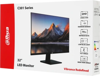 Монитор Dahua 31.5" DHI-LM32-C301B черный IPS LED 5ms 16:9 HDMI матовая 1200:1 300cd 178гр/178гр 2560x1440 75Hz DP 2K 6.65кг - купить недорого с доставкой в интернет-магазине