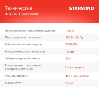 Микроволновая Печь Starwind SMW4320 20л. 700Вт черный - купить недорого с доставкой в интернет-магазине