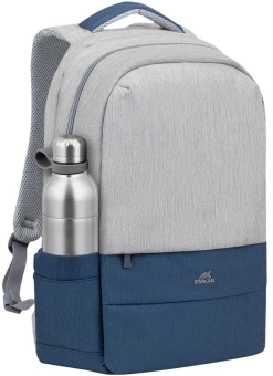 Рюкзак для ноутбука 17.3" Riva 7567 серый/темно-синий полиэстер (7567 GREY/DARK BLUE) - купить недорого с доставкой в интернет-магазине