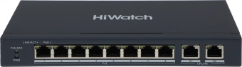 Коммутатор HiWatch DS-S1008P 8x100Мбит/с 2x1Гбит/с 8PoE 8PoE+ 60W неуправляемый - купить недорого с доставкой в интернет-магазине