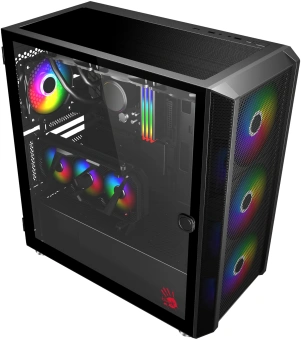 Корпус Bloody BD-CC119 черный без БП ATX 7x120mm 2xUSB3.0 audio bott PSU - купить недорого с доставкой в интернет-магазине