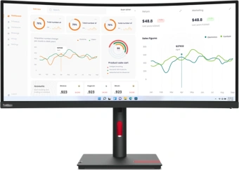Монитор Lenovo 34" ThinkVision T34w-30 черный VA LED 21:9 HDMI матовая HAS Piv 3000:1 350cd 178гр/178гр 3440x1440 60Hz DP QHD USB 9.5кг - купить недорого с доставкой в интернет-магазине