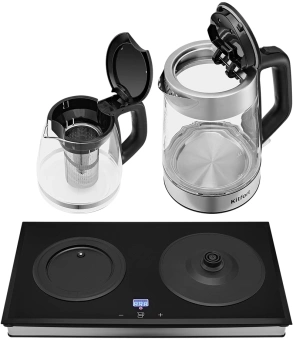 Чайный набор Kitfort КТ-6776 1.8л. 2200Вт черный/нержавеющая сталь корпус: Металл/стекло/пластик - купить недорого с доставкой в интернет-магазине