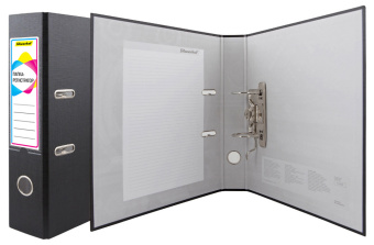 Папка-регистратор Silwerhof A4 75мм ПВХ/бумага черный без. окант. сборная смен.карм. на кор. - купить недорого с доставкой в интернет-магазине