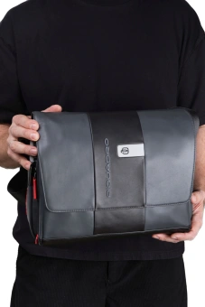 Сумка-мессенджер Piquadro Urban CA6802UB00/GRN с отделением для ноутбука 14" серая/черная натур.кожа - купить недорого с доставкой в интернет-магазине