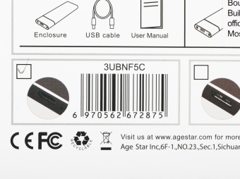 Внешний корпус SSD AgeStar 3UBNF5C SATA III USB 3.0 USB 3.0 Type-С алюминий черный M2 2280 B-key - купить недорого с доставкой в интернет-магазине